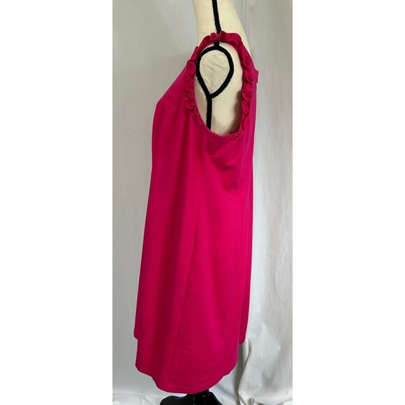 TALBOTS RSVP Hot Pink Sheath Pencil Sleeveless Dress w/ Ruffle Sz 14WP  petite - Picture 2 of 10